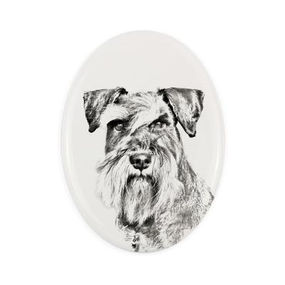 Schnauzer - Commemorative Plaque with a Photo of a Dog, Tombstone with a Print, Personalized Oval Plaque from the Brand
