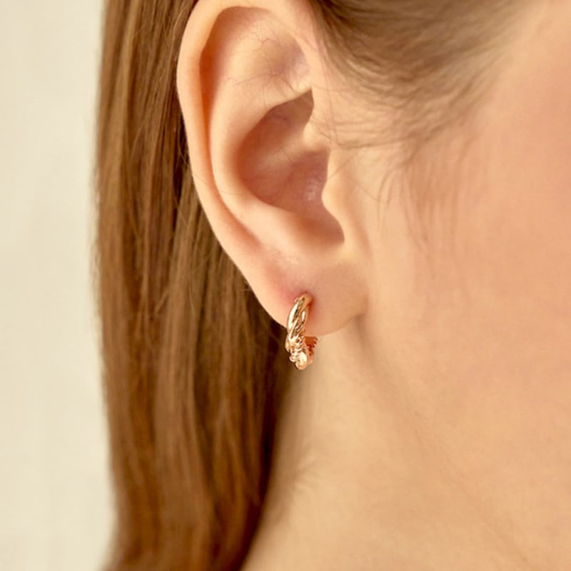 ELLE Jewelry 14K GF Curved One-Touch Earrings ELGPEE403