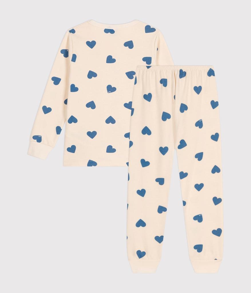 Sweat long sleeve pajamas A0BDAB Milky 12 years old 152cm [Petit Bateau] white/blue