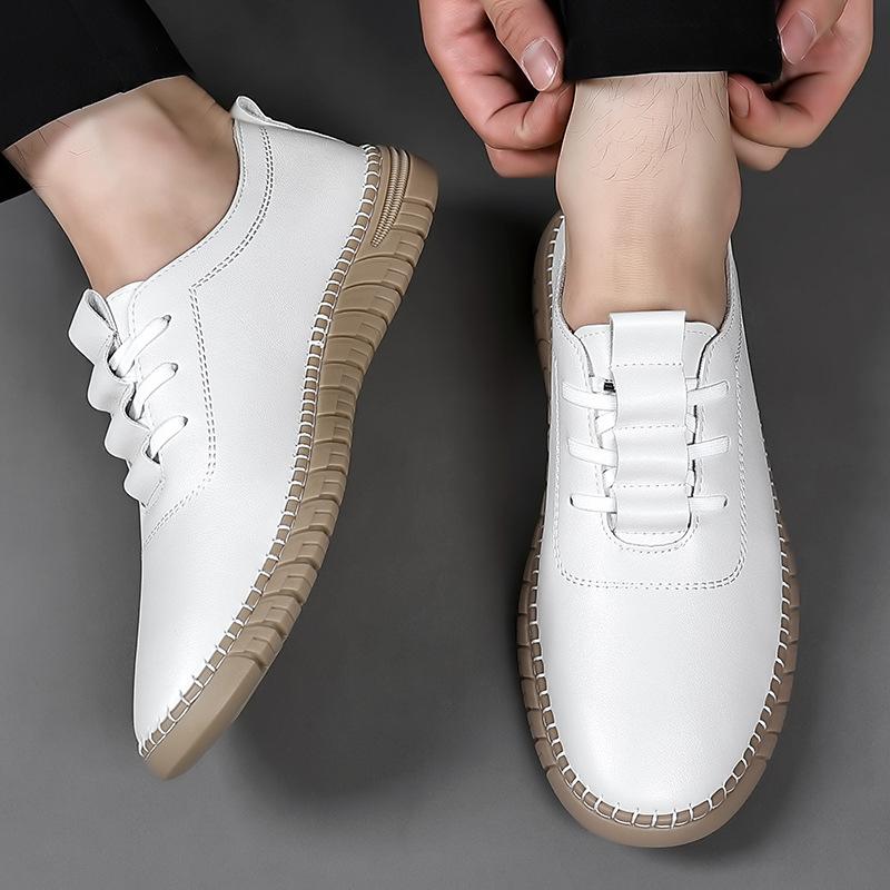 Mode Echtes Leder Weiche Sohle Schuhe für Herren 2024 Frühling Herbst Neue Designerschuhe Männermode Einfarbig Rutschfest Slipper Mann