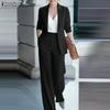 ZANZEA Women Long Sleeve Blazer and Pants Casual Two Piece Suit Sets