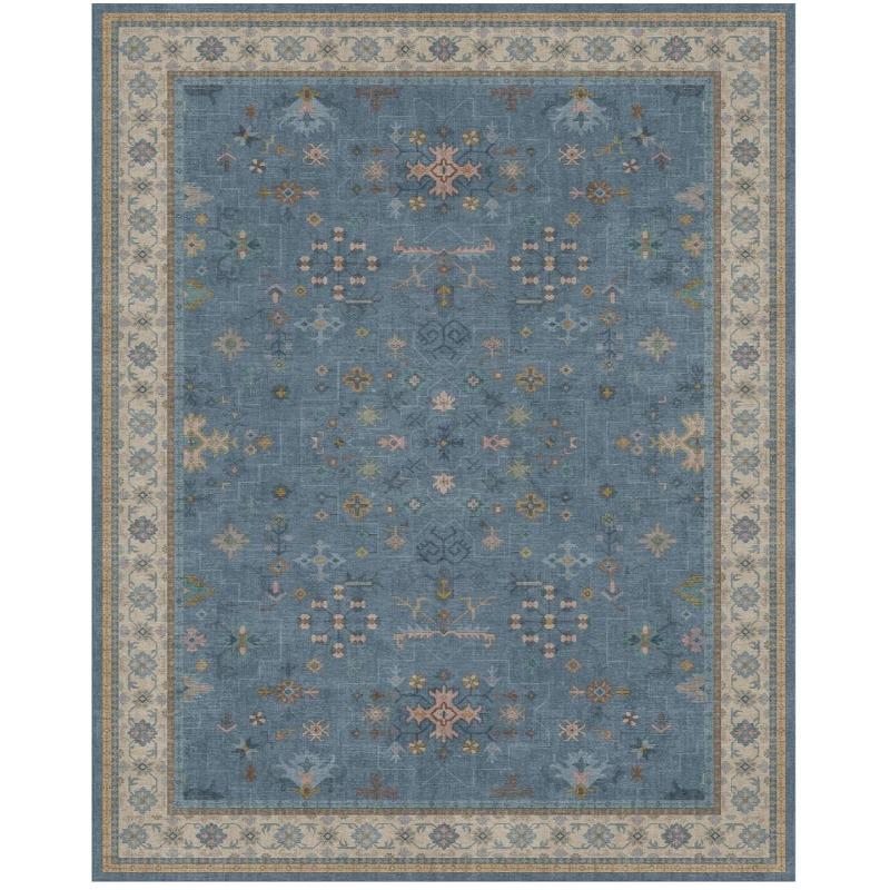 Retro Bohemian Living Room Carpet Foldable Machine Washable Sofa Coffee Table Non-slip Floor Mat Home Bedroom Bedside Soft Rug
