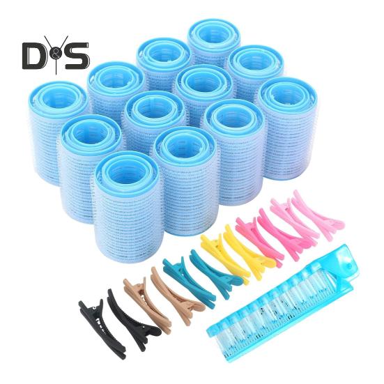 

36 шт./компл. самозажимные бигуди для волос с зажимом в виде утиного клюва, складная щетка, 3 размера, без нагрева, короткие, средние, длинные, женские инструменты для укладки волос синий