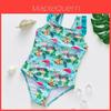 Zwemkleding voor Meisjes met Flamingo Print en Ruche Schouderbandjes voor Watersport