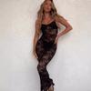 European and American women's clothing 2026 new solid color hollow lace dress sexy slim hip dress