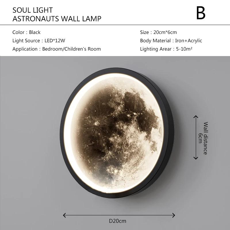 Modern LED Wall Lamp Moon Cartoon Astronaut Wall Sconces Children's Room Living Room Bedroom Bedside Home Decor Lighting Lustre