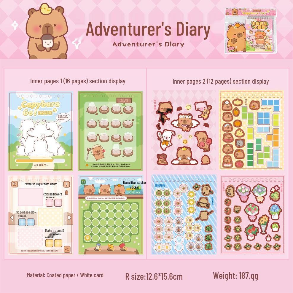 Yuxian Capybara Adventure Sticker Book: Creative & Educational Diary for Kids