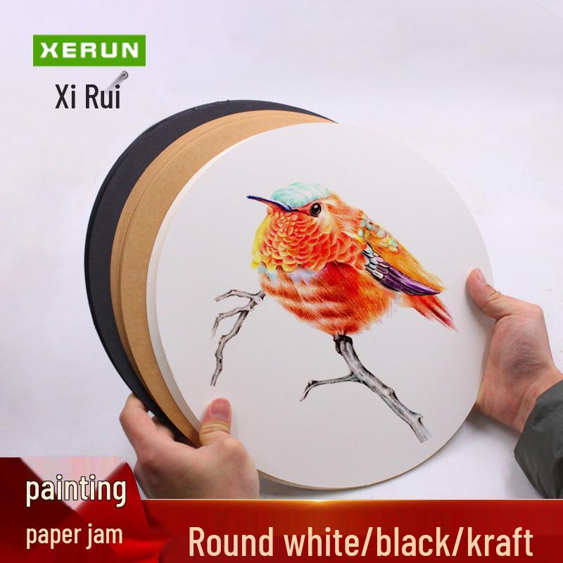 

Dual-Sided Round Drawing Paper: White, Black, and Kraft Cardstock for Sketching and Colored Pencil with Handmade Touch. Dutch paper, 29cm, 20 sheets