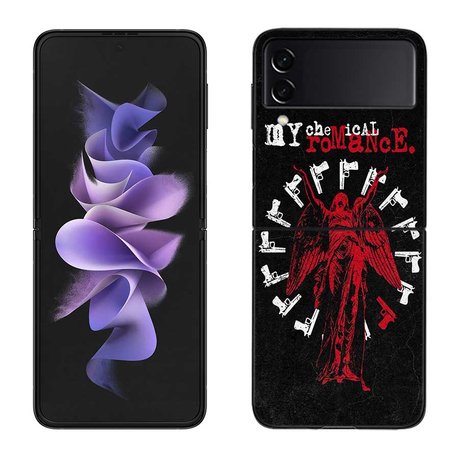 My Chemical Romance MCR Phone Case For Samsung Z Flip 7 6 5G Galaxy Z Flip 5 4 3 Black Hard Cell Cover Luxury PC Shell Coque