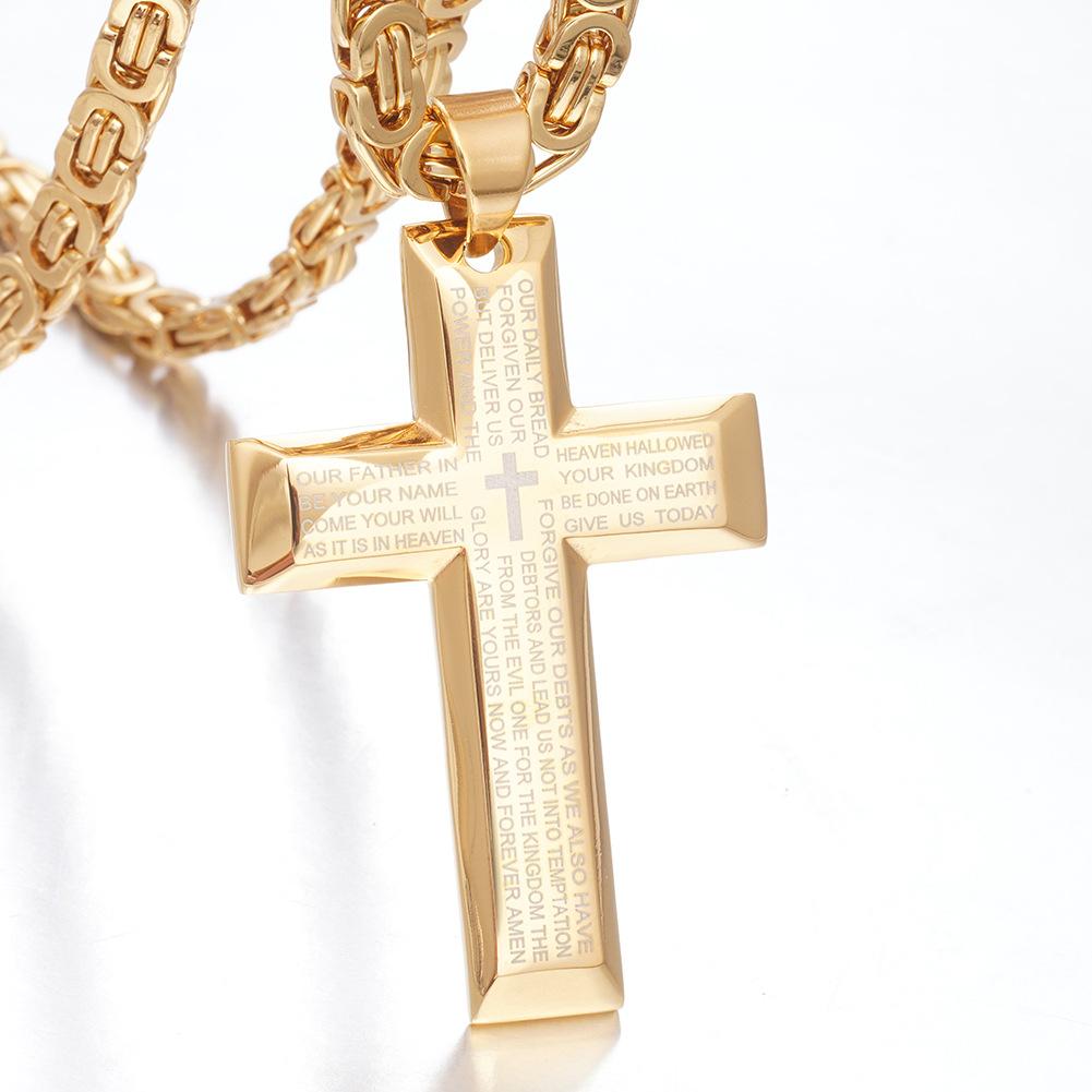 2026 Collar con Colgante de Cruz de Joyería Oro 18K para Hombre