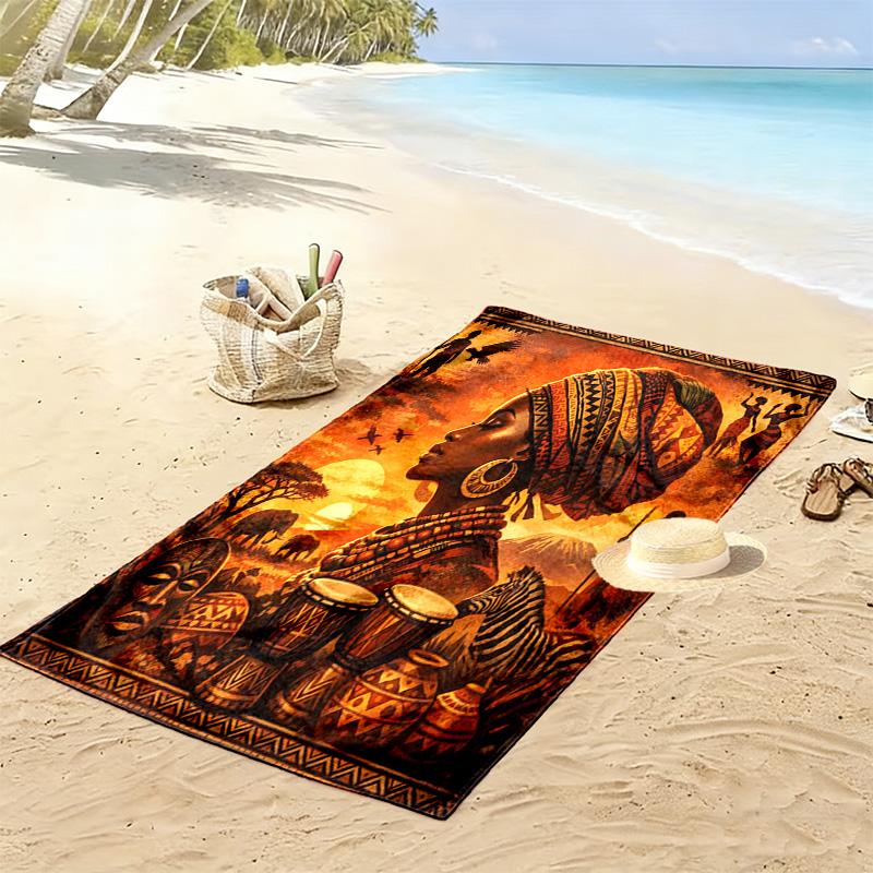 Africa Art Print Beach Towel, Large Soft Quick Dry Towel for Beach Camping Swimming