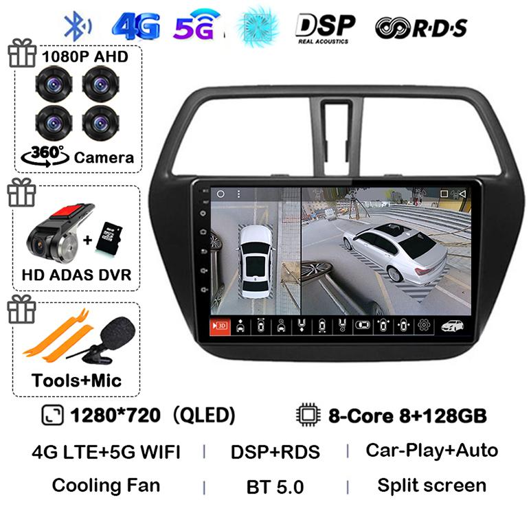 Android 14 Carplay WIFI 4G For Suzuki S-Cross SX4 2014 2015 2016 2017 Auto Car Radio GPS Multimedia Player Stereo Head Unit DSP