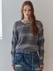 MAXZA Sequin Mix Stripe Loose Fit Boucle Knit