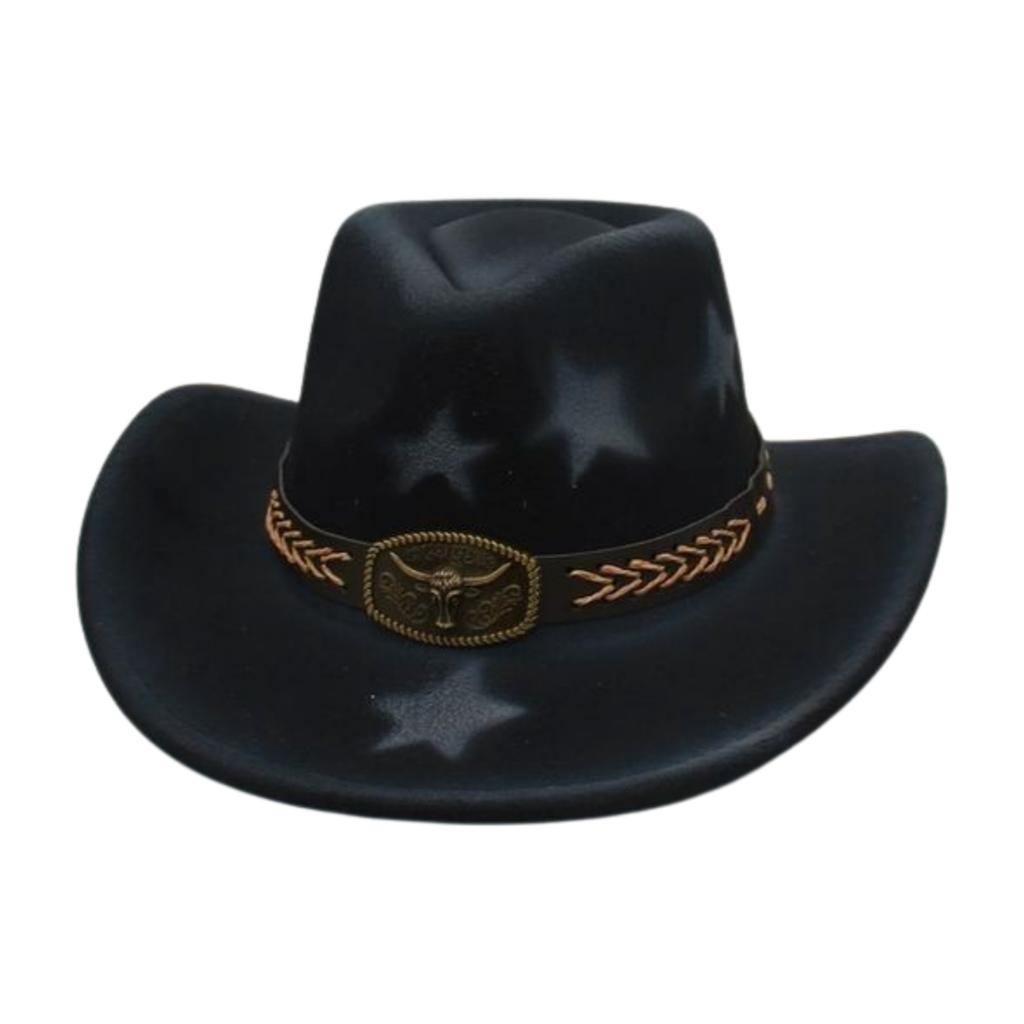 New Western Cowboy Hat Gradual Change Color Pentagram British Retro Hat Outdoor Cycling Shade Jazz Top Hat
