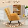 Sheepskin Rocking Chair, 40° Rocking, Beech Wood Legs, 120 kg, 71 x 98 x 101 cm, Yellow