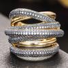 Huitan Stylish Rings with Multi-layer Cross Design Charming Modern Accessories for Women Versatile Chic Bright Jewelry for Party