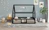 Flat bed, metal bed, 140 x 200 cm, metal bed frame, iron bed, children's bed, without mattress, house decorative trim, parapet, black