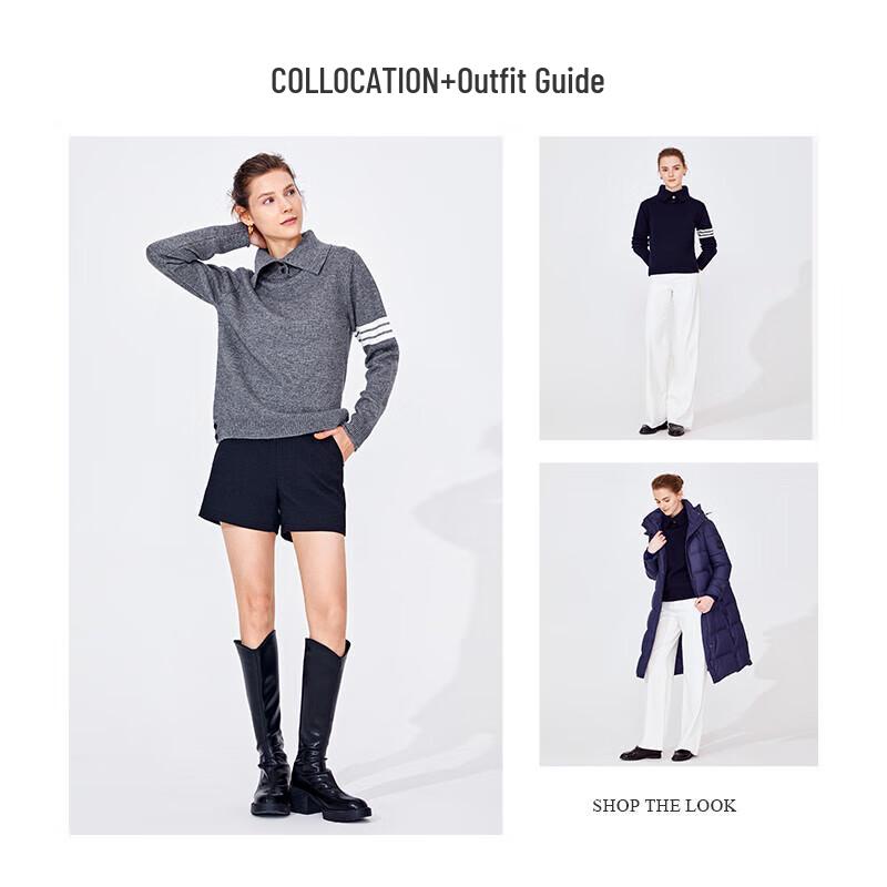 Navigare Women's Long-Sleeve Turn-Down Collar Knit Sweater