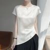 Summer New Silk Satin Texture Short-sleeved T-shirt Women's Top Loose Round Neck Solid Color Versatile Imitation Silk Shirt