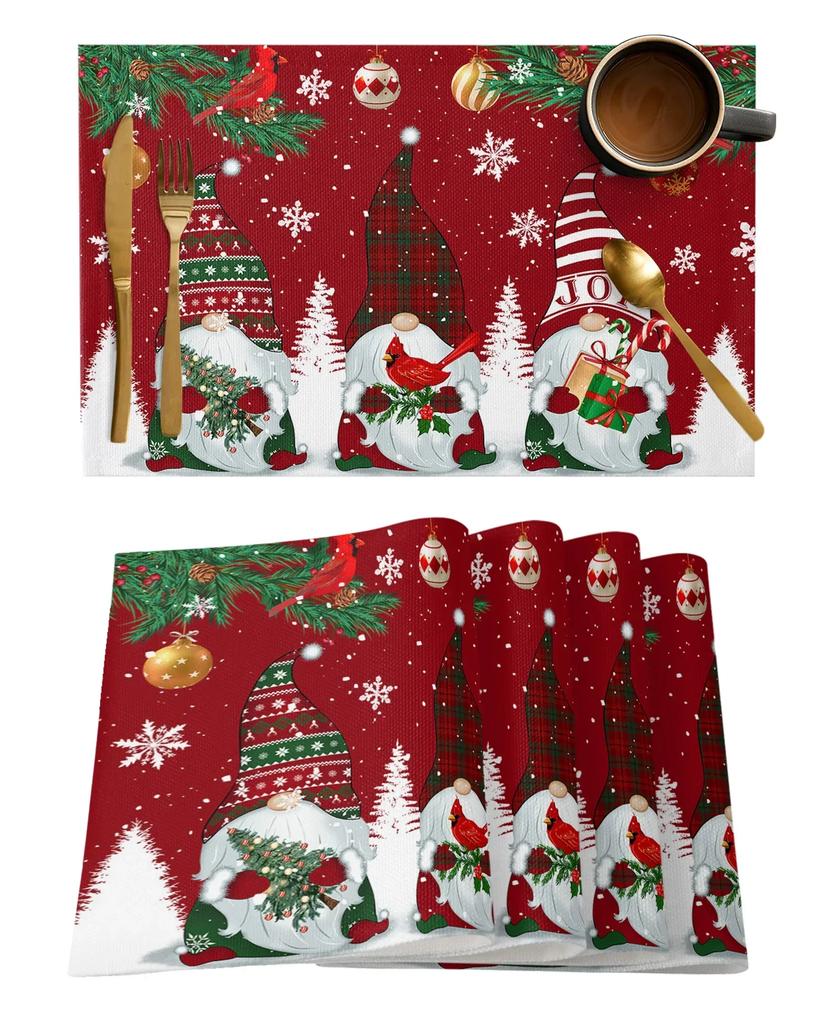 1PC Placemat Christmas Snowman Snowflake Kitchen   Coffee Dining Table Mats Coaster Pad