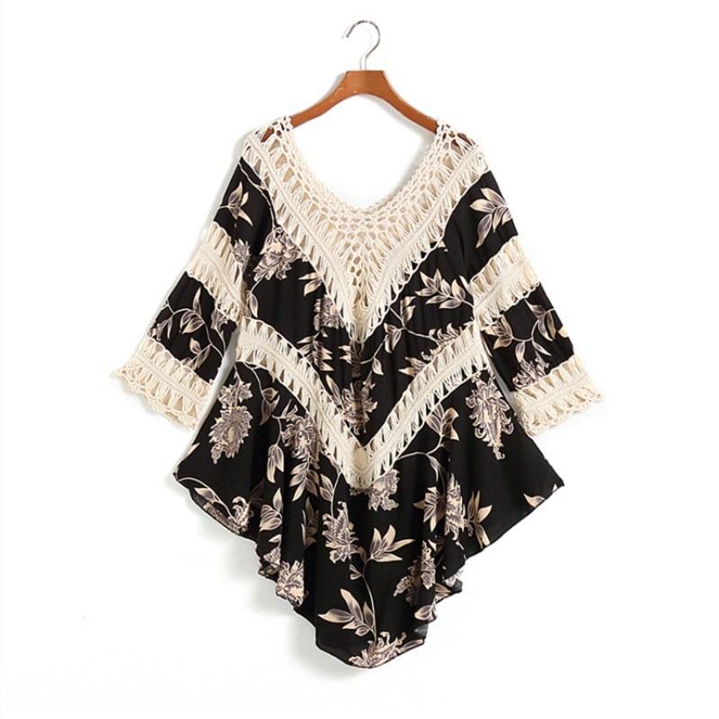 

Женский богемный купальник-бикини, связанный вручную крючком, пляжная накидка One Size абрикосовый