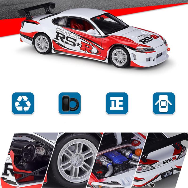 Welly Nissan Silvia im Maßstab 1:24(S15) RS-R Legierung Auto Modell Druckguss Metall Spielzeug Fahrzeuge Auto Modell Hohe Simulation Sammlung Kinder Geschenke