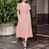 ZANZEA Women Casual V-Neck Solid Color Summer Short Sleeve Dress