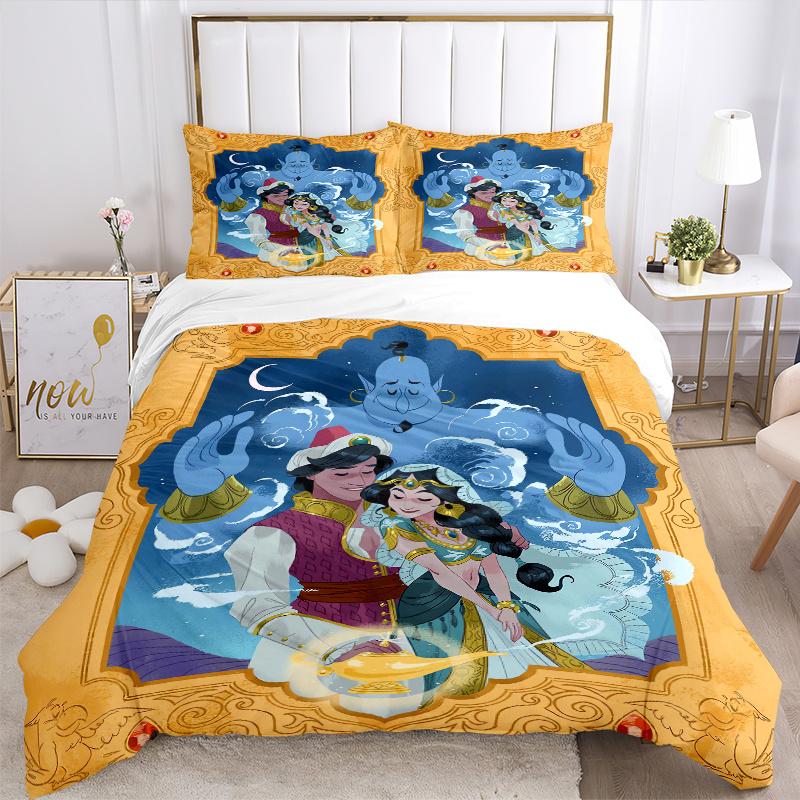 3pcs Aladdin and Princess Jasmine Print Cover Set Ultra Soft, Breathable, and Comfortable Bedding with Stylish Design for Bedroom and Guest Room