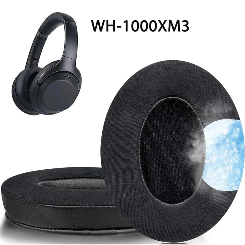 1 Pair Soft Breathable Earpads for WH-1000XM3 Headphones Replacement Earphone Cushion with Cooling Gel Feature
