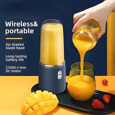 Tragbare elektrische Fruchtsaftmixer 400ml Persönliche Größe Mini-Flasche Zuhause USB wiederaufladbar 6 Klingen Mixer Maschine