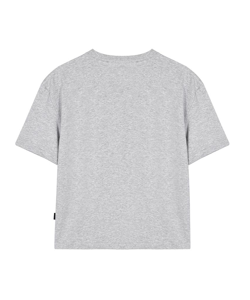 AOG PROJECT Solid Crop Short Sleeve T-Shirt (Melange Gray)