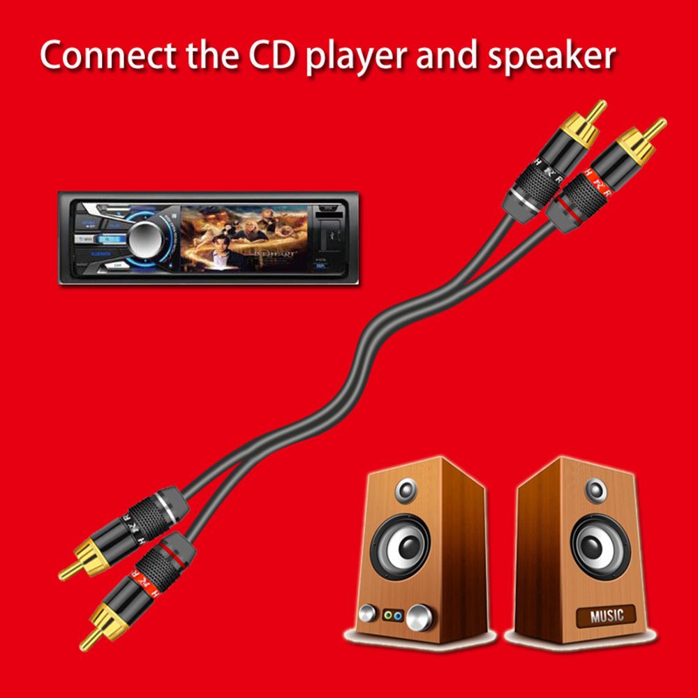 Black&red Video/Audio 6mm Gold Plated Adapter RCA Plug Cable Wire Connector