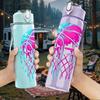 1PC Color Basketball Hoop Splash Print 750ml Color Plastic Water Bottle Leakproof Flip Straw Lid For Sports Office Home Use