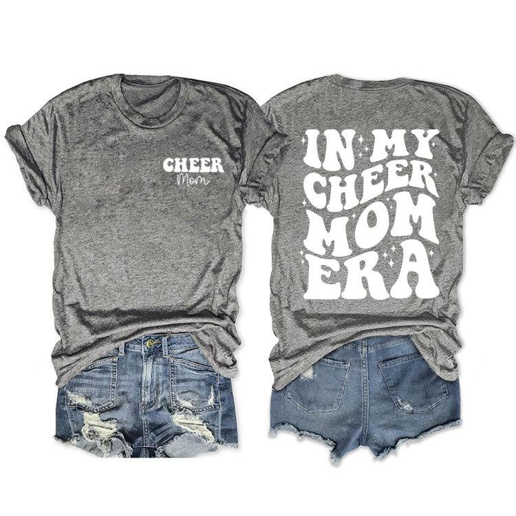 In my cheer mom era cheer mom crew neck casual T-shirt double-sided printing loose short sleeves
