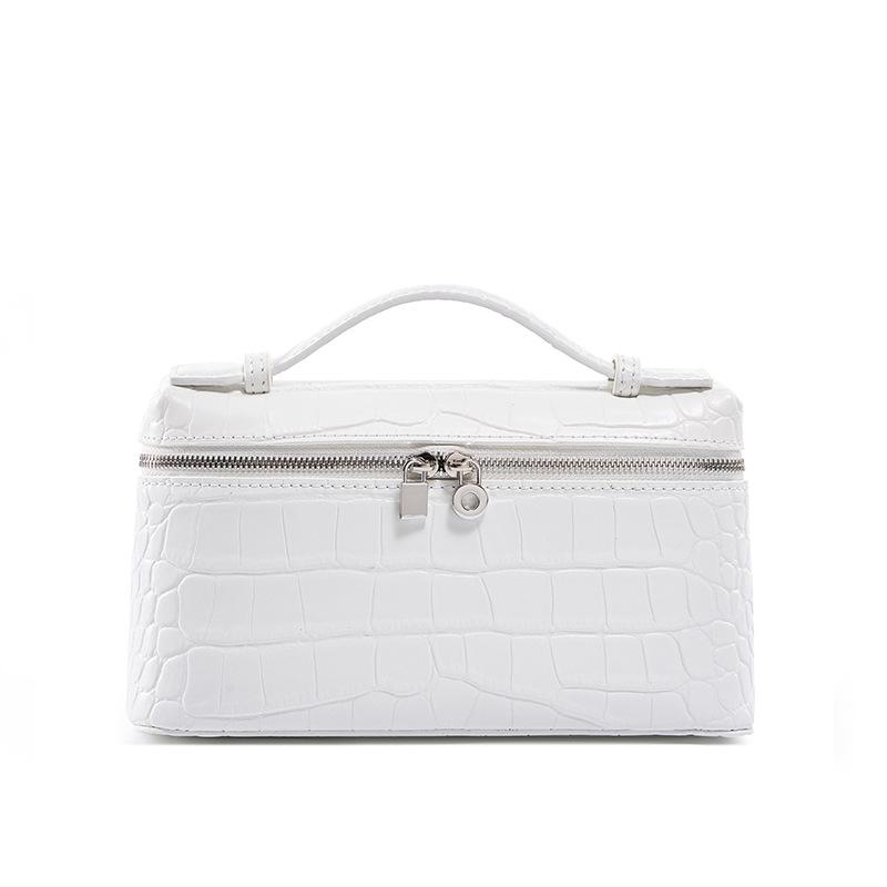 New Leather Lunch Box Bag, High-end Alligator Pattern Shoulder Women's Bag, Fashionable Versatile Messenger Small Square Bag