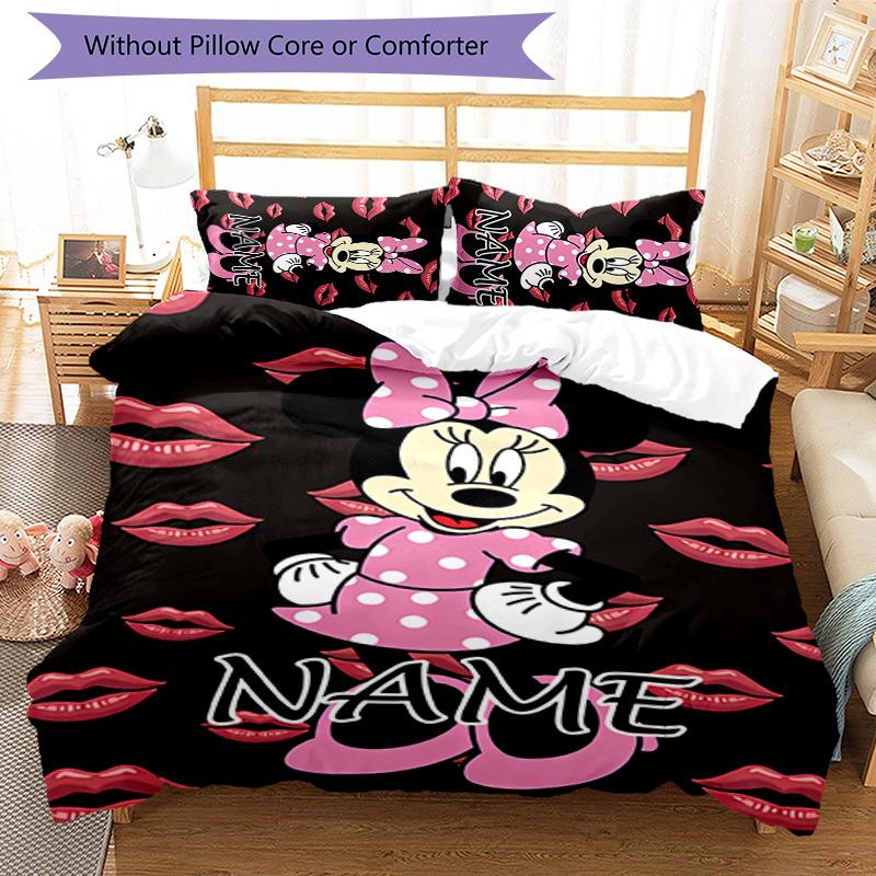 3pcs Minnie7 Cover Set - Personalized Name, HD Printed Bedding with 1 Cover and 2 Pillowcases - Perfect for Home Decor, Easy Care