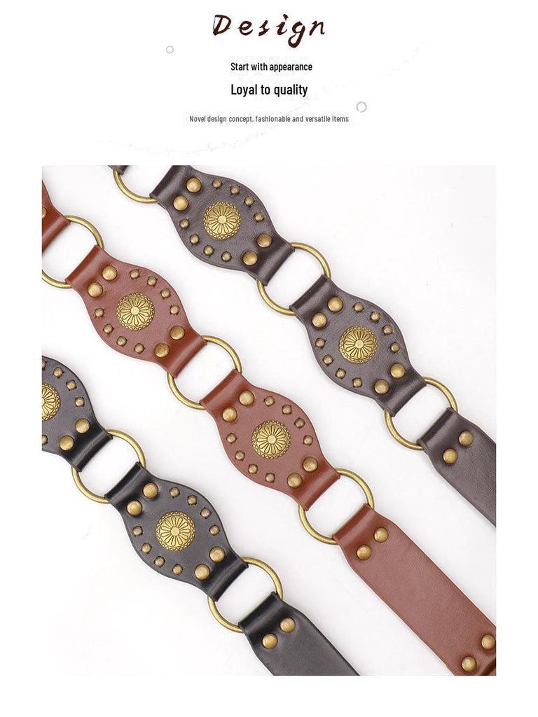 Women's Retro Alloy Cowboy Belt - Heavy Wide Decorative Accessory