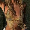 Summer Nightclub European And American Hollow Mesh Fringed Rhinestone Breast Chain, Exaggerated Women'S Love Underwear Jewelry