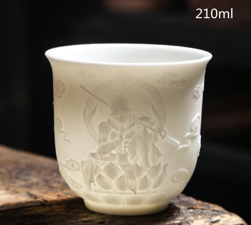 Ceai de ceai din portelan alb chinezesc de mana Bol de ceai in relief tridimensional pentru set de ceai de capacitate mare Accesorii Master Cup