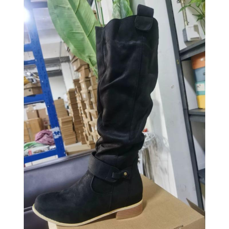 Women New Side Zipper Low Heels Boots Fashion Suede Comfortable Shoes Casual High Top Trendy Boots Light Versatile Ladies Shoes