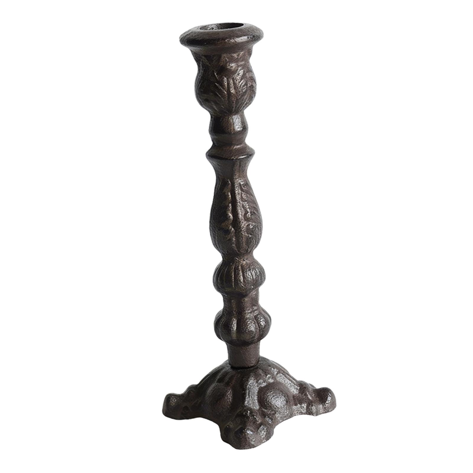 

Cast Iron Candle Holder Vintage Design Ornament Candlestick Tapered Candle Stand for Bedroom, Wedding, Party, Fireplace Decor