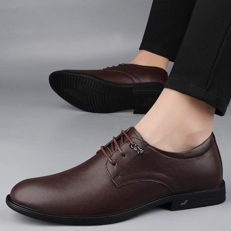 Fashion Brand New Split Leather Lace Up Leather Shoes Mens British Style Business Leather Shoes Elegant Fashion Comfortable Oxford Shoes