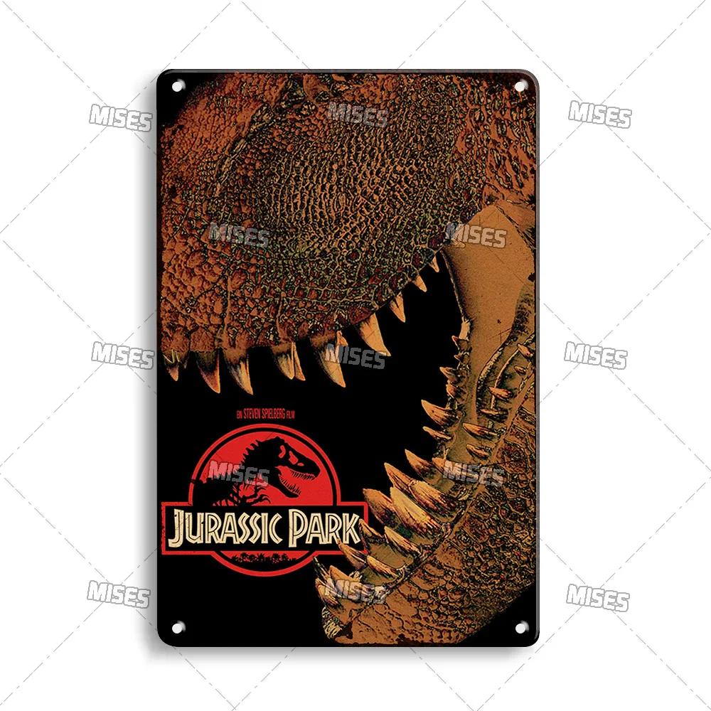 MISES Film Classico Jurassic Park Targa Metallica Pub Targa Metallica Giardino Vecchia Targa Murale Segno Metallico Arrugginito Decorazione Murale Poster Metallico