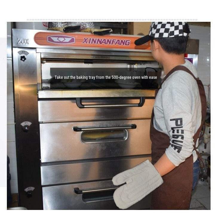 2 szt. Odporne na ciepło do 400°C Przemysłowe Rękawice Kuchenne Bawełniano-Lniane