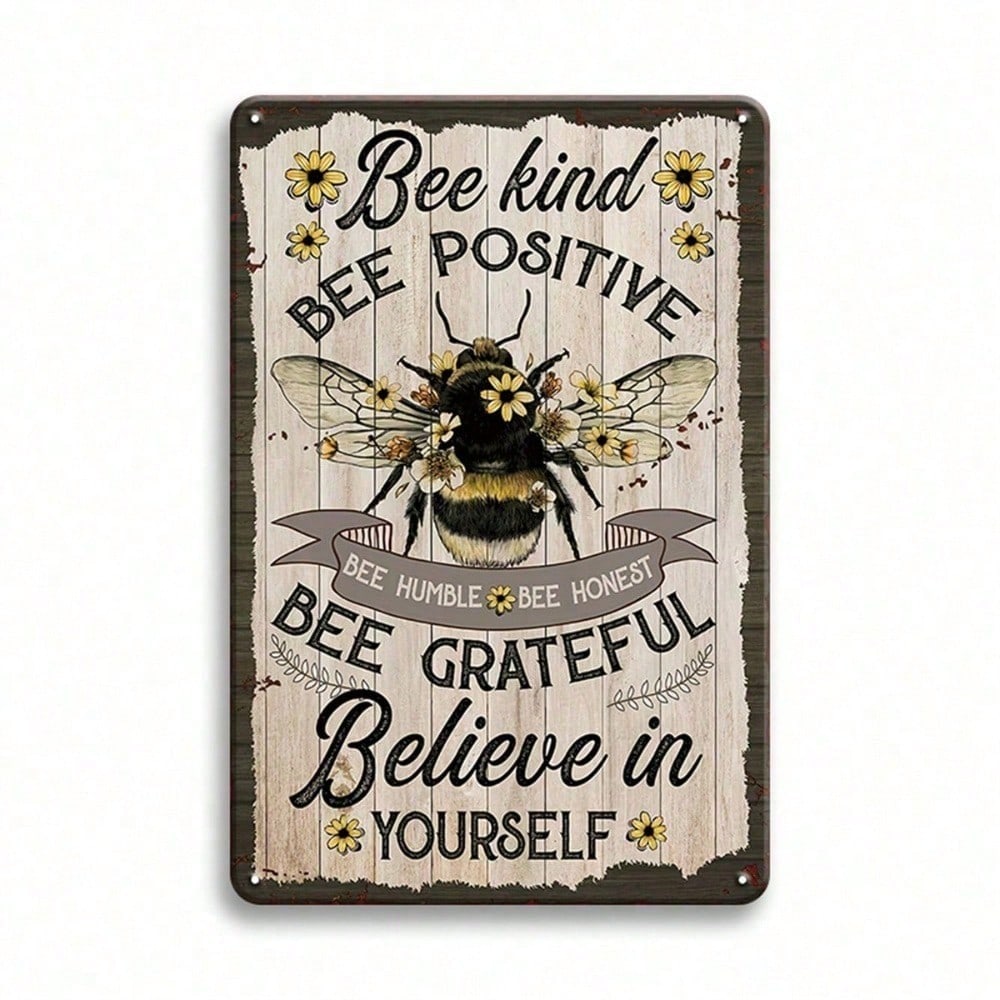 

Vintage Bee Tin Sign Metal Wall Art for Garden Garage Bathroom Decor Gift 20x30cm