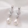 European and American Pearl Zircon Earrings Women's Flower Light Luxury Temperament Elegant Imitation Pearl Ear Jewelry