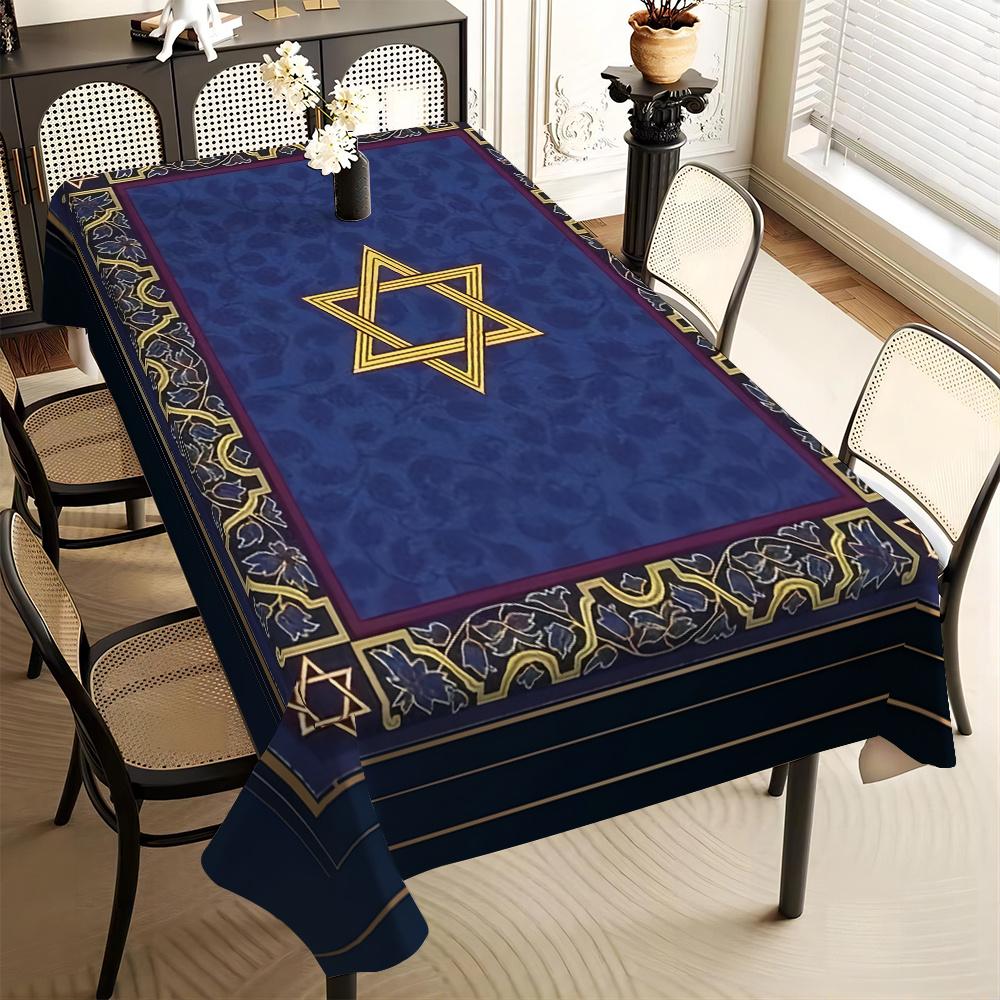 Gelukkig Pesach Hexagram Tafelkleed Feestdecoratie Joodse Davidster Print Keuken Eettafelkleed Pesach Decoratie 90x140cm