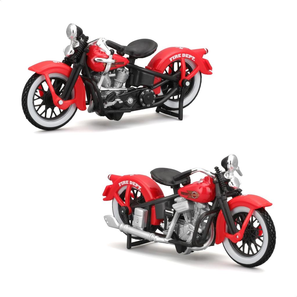 Maisto 1/24 scale diecast model of a Harley-Davidson and Ford 1948 F-1 Pickup, and a 1936 EL Knucklehead motorcycle.