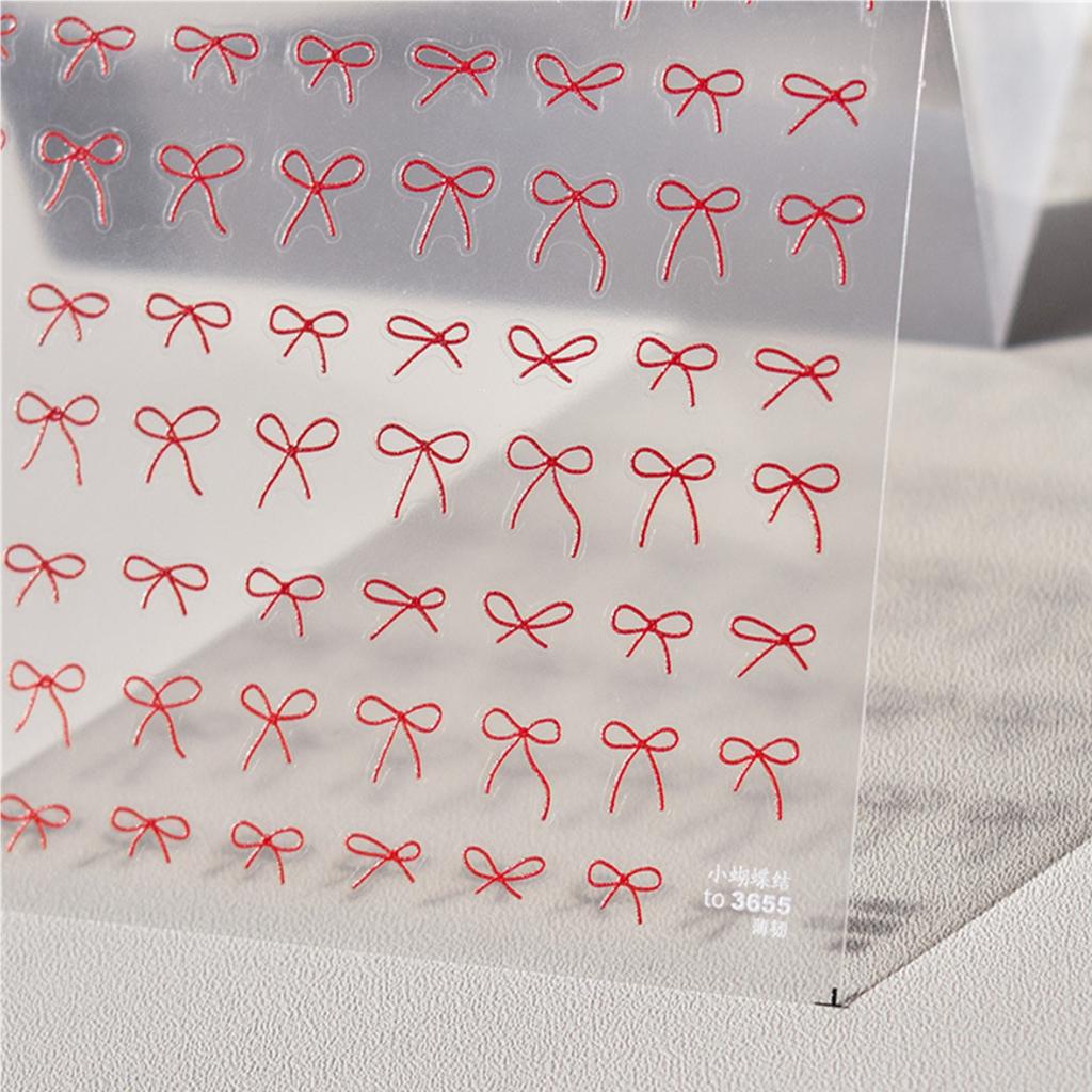 1pcs 5D Fashion Cartoon Mini Bow Nail Art Stickers Red Black White Ribbon Nail Decorations Decals DIY Nail Accessories