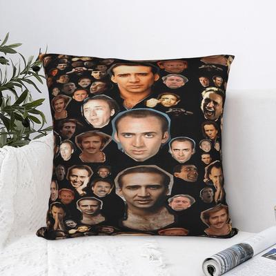 Funny N-Nicolas C-Cage Faces Pattern Pillow Cover  Funny Pillow Case For Sofa Bedroom Home Decor Soft Cushion Cover Gift